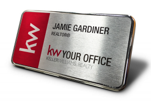 White/Red Split Name Tag (Horizontal)